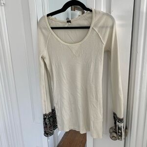 We The Free Cream Fitted Embellished Blouse